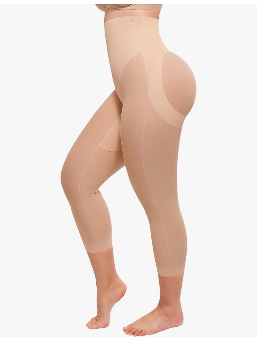 High-Waist Sculpting Capri Shaper Leggings - Beige